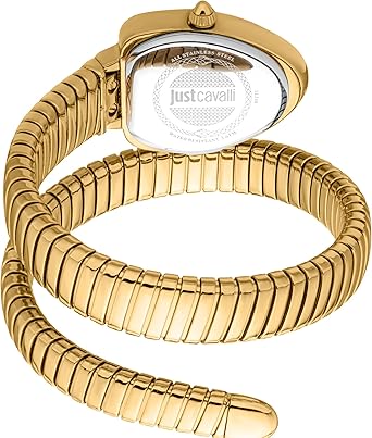 Just Cavalli Signature Snake Vezzoso Dameshorloge, elegant, kwarts, modieus, flexibel, dubbel gewikkeld, roestvrijstalen behuizing, goudkleurig, groen, modieus