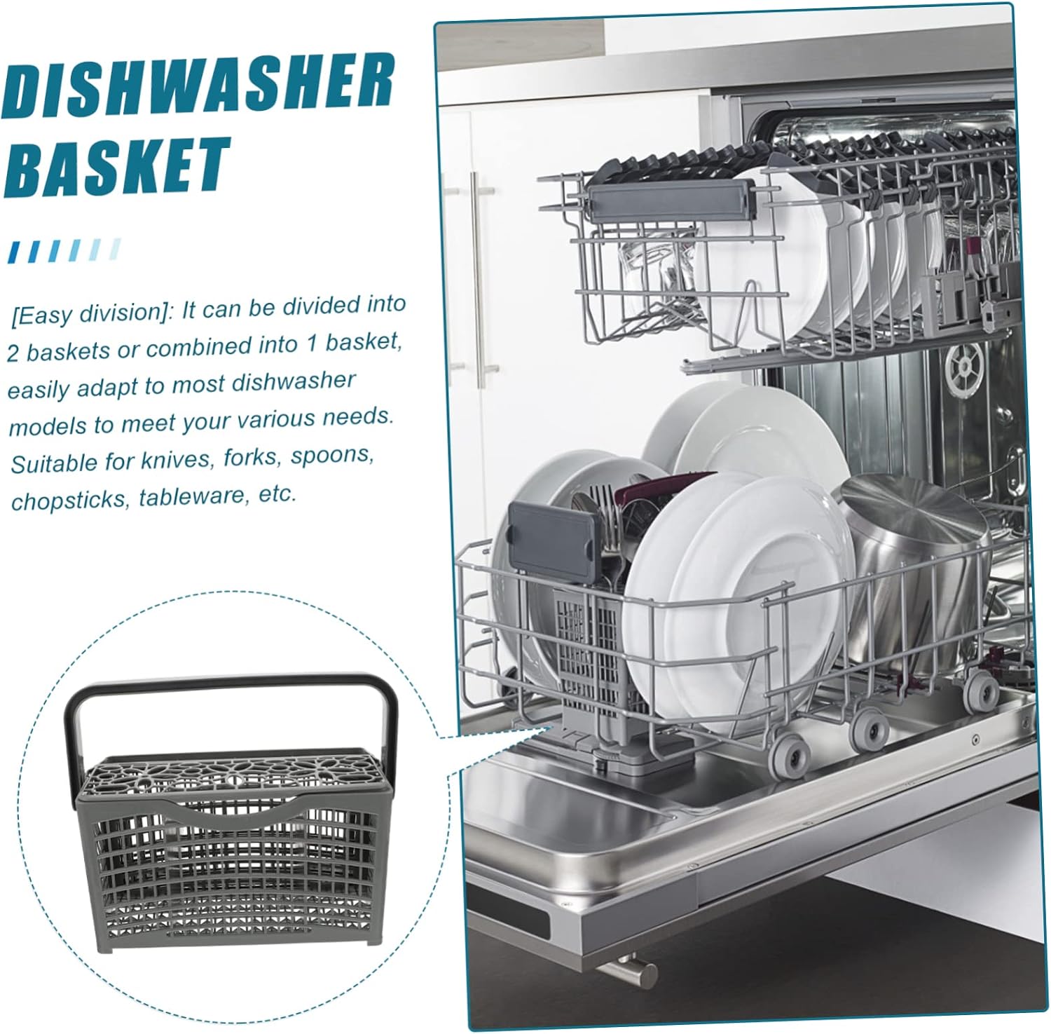 Silverware Holder Countertop Caddy Dishwasher Basket Fork Knives Kitchen Storage Box Household Accessory