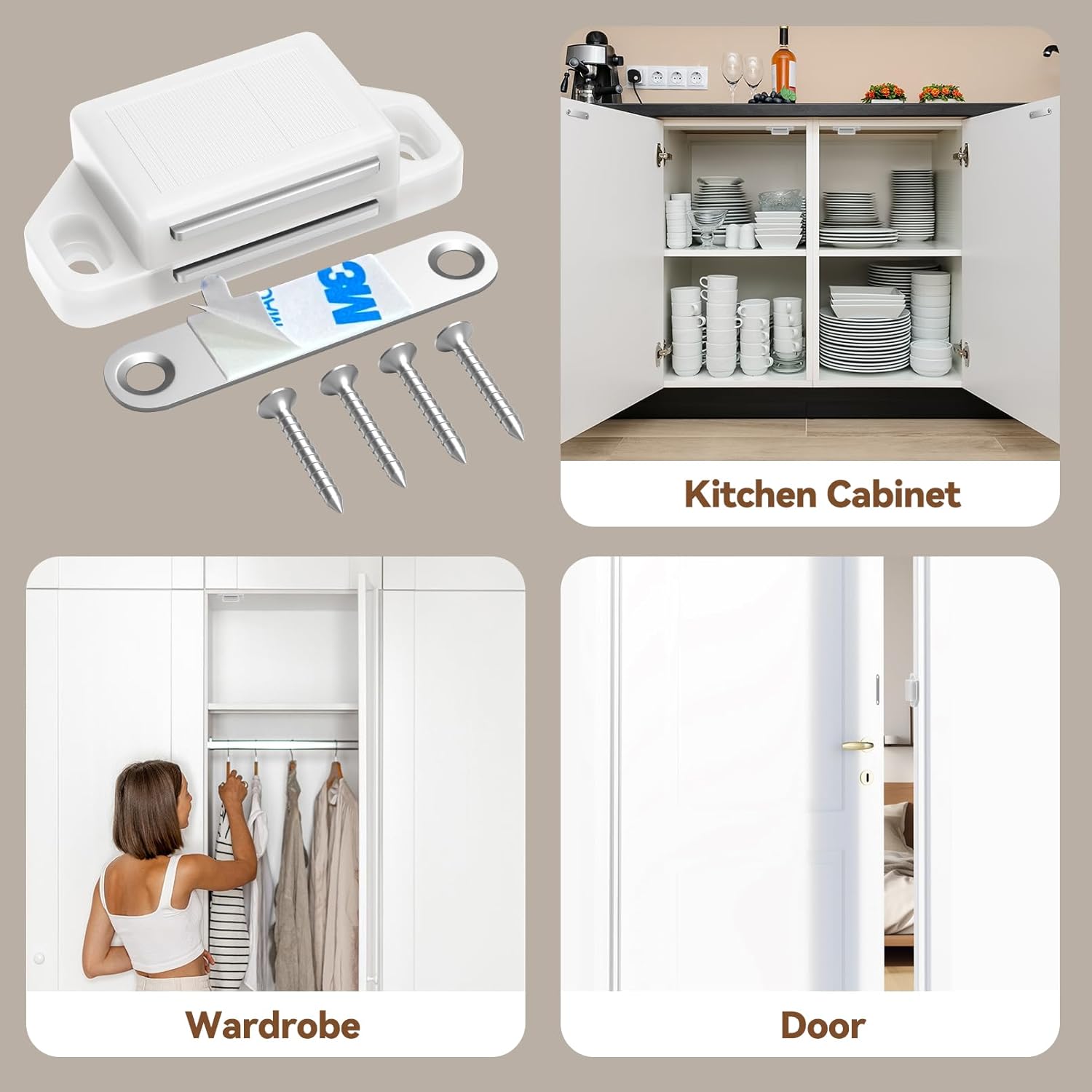 Tonitrui Cabinet Magnetic Catch Door Latch 30LB for Kitchen Drawer Magnets to Stay Closed Magnetic Catch Closet for Drawer（White 6 Pack）