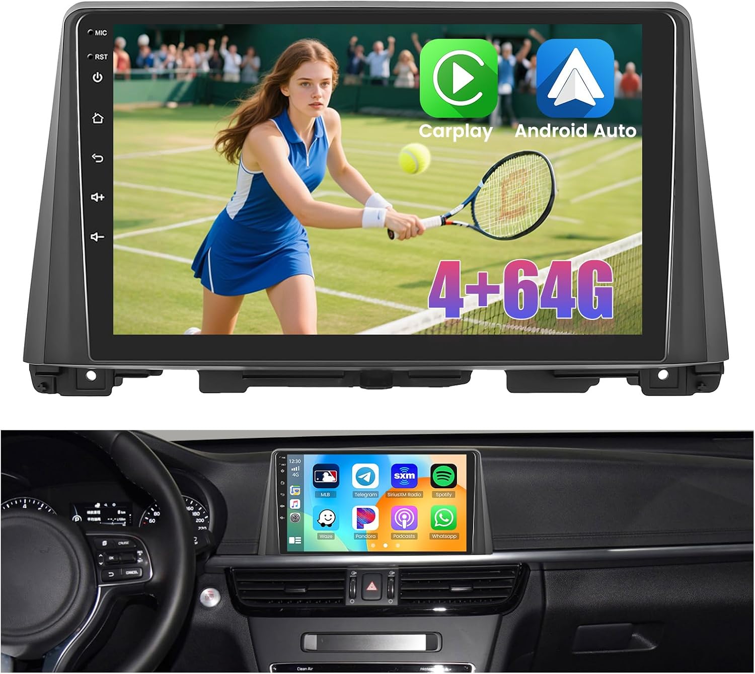 4+64G Upgrade Car Radio for Kia K5 Optima 2016-2018:Android 15 Car Stereo with Wireless Carplay Android Auto, 10'' IPS 1280 * 720 Touch Screen Bluetooth 5.0 Radio for Kia K5 Optima with DSP GPS