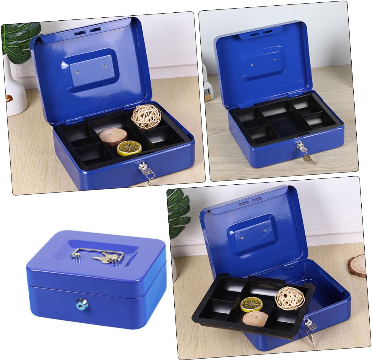 Artibetter Fireproof Iron Cash Box with Key Lock Medium Two Security Storage Case for Home Office School Valuable Document Organizer