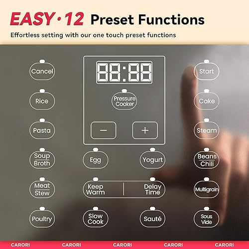 Miniatura 5 de Olla a presión eléctrica 12 en 1 de 1200 W, 8 cuartos de galón, olla a presión de acero inoxidable, olla de arroz de cocción lenta, vaporera,