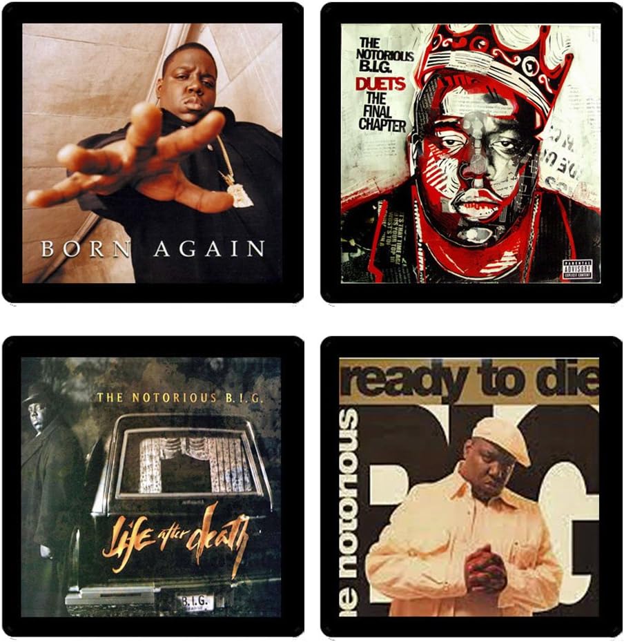 Notorious BIG Collectible Coaster Gift Set - (4) Different Album Covers Reproduced Onto Soft Coasters B.I.G.