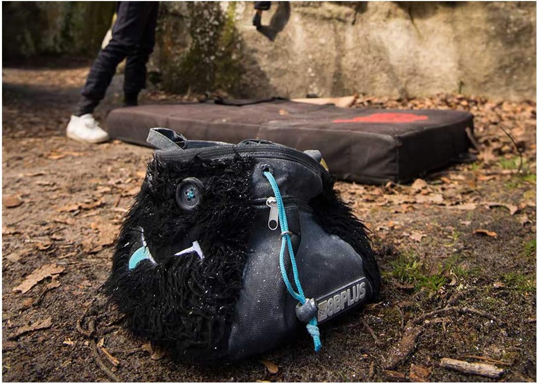 8BPLUS Chalk Bag for Climbing, Bouldering, Belt and Giftbox Included - Wide Opening - Brush Holders, for Left & Right Handers (Hector)