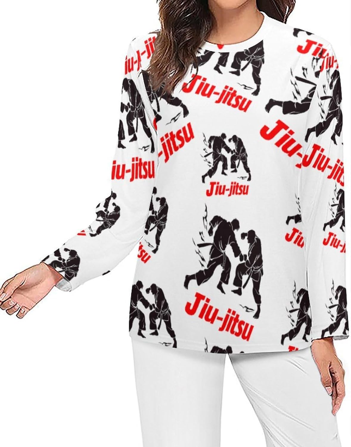 Jiu-Jitsu Women's Pajama Top Sleepwear Pajamas Sleep T-Shirt Long Sleeve Shirt Crewneck Tee