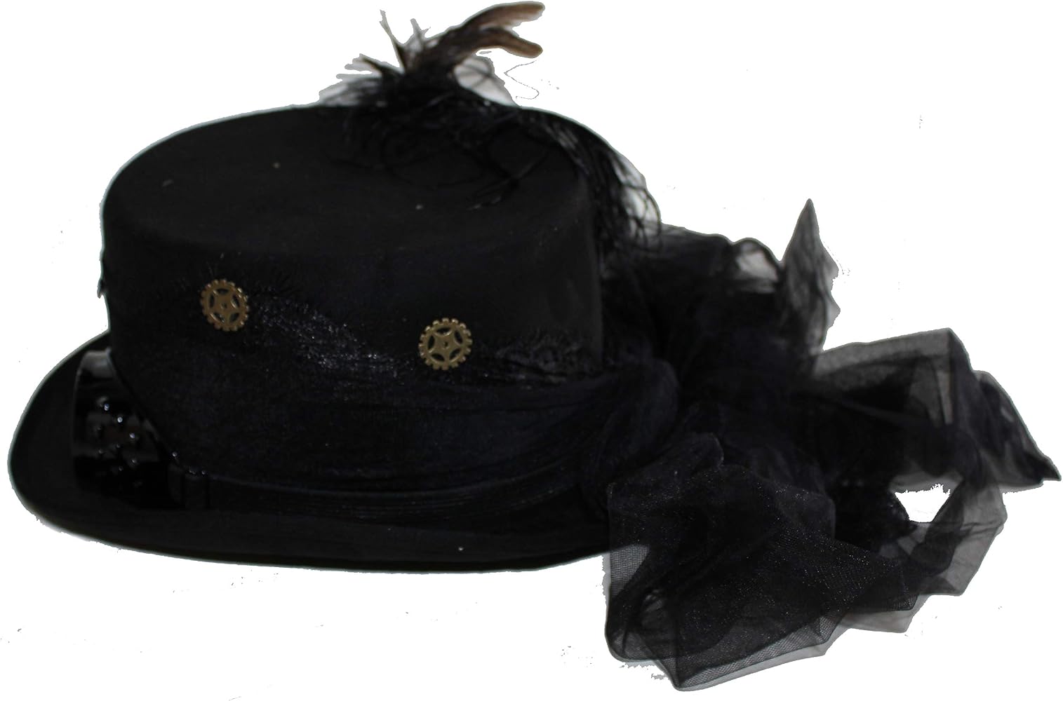Vintage Velvet & Rose Black Top Hat by Winkelman’s - Like New Vintage Black Velvet Hat Noir 40s Feather Tilt Wide Brim  main image 2