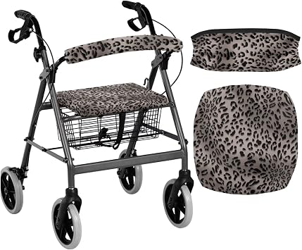 Gifts for Seniors in Assisted Living Leopard Print Animal Universal Rollator Walker Seat and Backrest Covers for Women Men Walkers for Seniors with Seat Covers