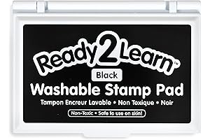 READY 2 LEARN Washable Black Stamp Pad - Non-Toxic, Fade-Resistant for Art Enthusiasts