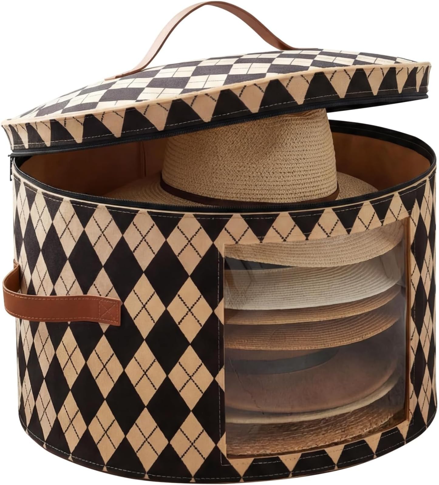 Moedweuo A Large Hat Storage Box With Lid, Foldable Travel Hat Organiser