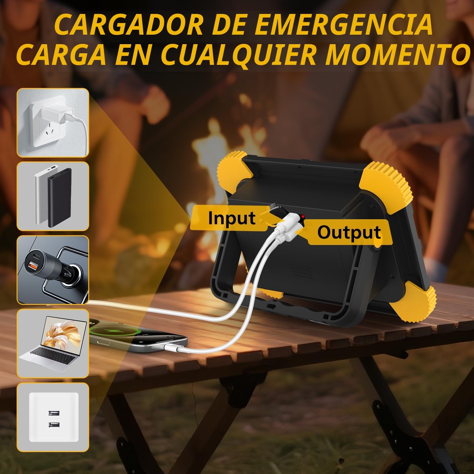 NATPOW Foco LED Recargable, Luz LED Trabajo Portátil con Baterías, 5 Modos Foco con Cable USB, Lámpara de Camping Magnético para Obras, Garaje, Taller Emergencia, 2 unidades