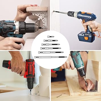 High-Magnetic Screwdriver Drill Bit Set, 6 Pcs Anti-Slip Impact Bits with Magnetiser, Durable and Precision Screwdriver Bits Kit, Compatible with Electric Drill and Driver Tools