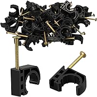 50 Pack 1/2" J-Hooks Half Clamps with Nails for PEX, Copper, CPVC Tubing - Secure Pipe Hangers for Easy Install