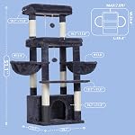 Hey-brother Cat Tree Tower, Scratching Posts with Extra Large Platform, Specious Condo, 2 Cozy Hammocks, Self-Grooming Brush for Indoor Adult Cats, Maine Coon 51.1 inches, Smoky Gray MPJ070G