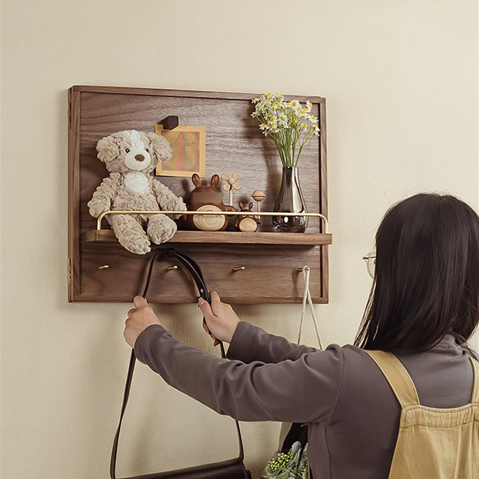 Copri Contatore Elettrico Interno Multifunzionale Coperte Magnetico Montato Copri Quadro Elettrico Decorativo di Interruttore in Legno(Vertical 40 * 50cm)