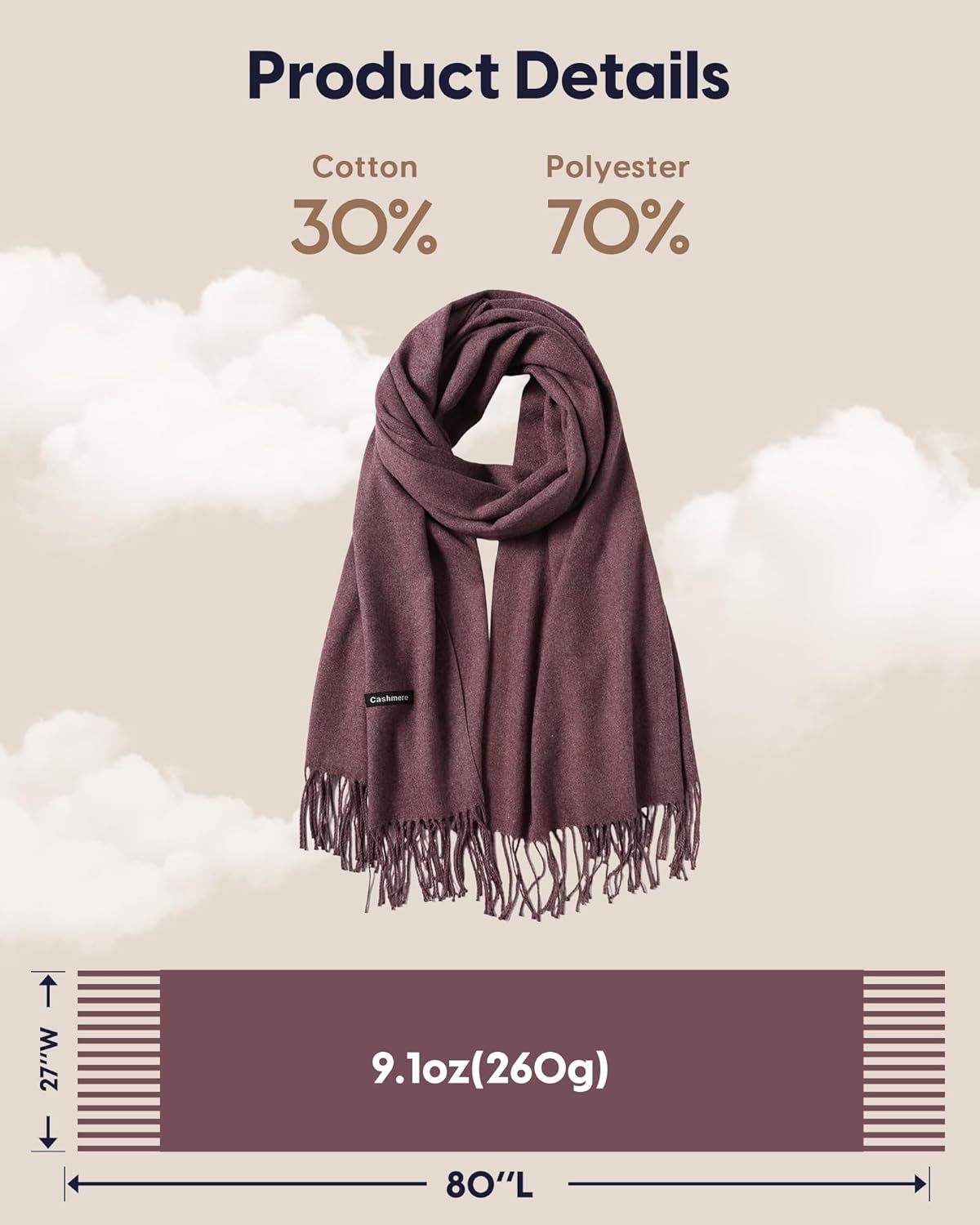 maamgic Women's Winter Scarf Soft Warm Scarf for Women Cozy Shawl Wraps for Women Lightweight Pashmina Style Wrap - Image 6
