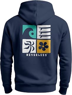Neverless® Hoodie Backprint Herren Surfer Style Rückenaufdruck Icons Maritim Kapuzen-Pullover Männer Fashion Streetstyle