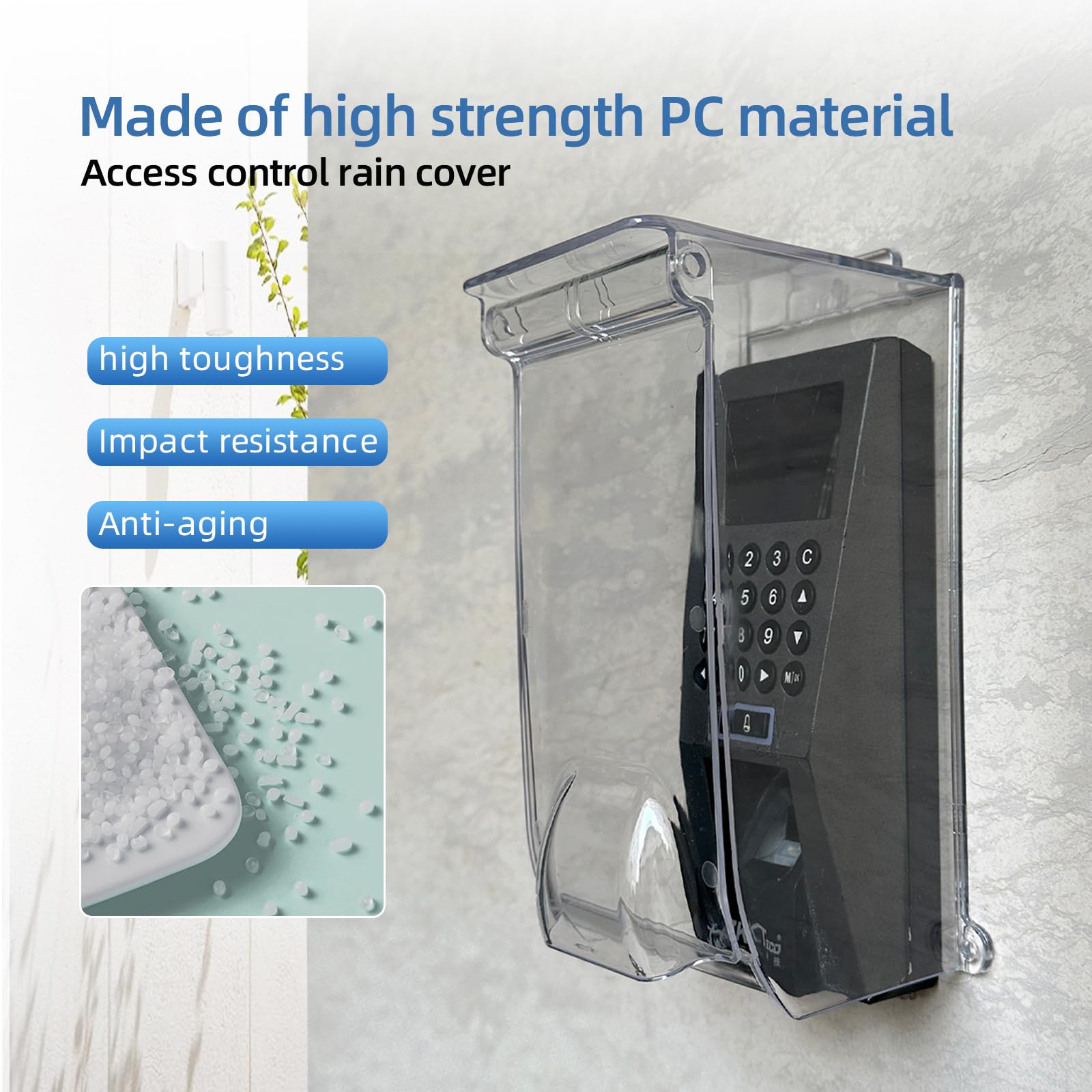 Cubierta Transparente para Timbre con Tapa abatible contra la Lluvia, protección contra la Intemperie, Cubierta de Control de Acceso con Huellas Dactilares, Compatible con Timbre con Video/b