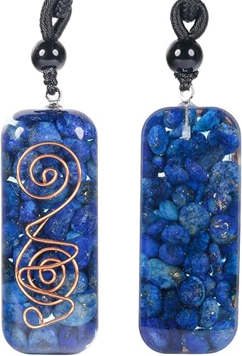 Miniatura 2 de SUNYIK Collar con colgante de piedra de cristal de orgón de chakra curativo para hombres y mujeres, collar de piedra rectangular natural para