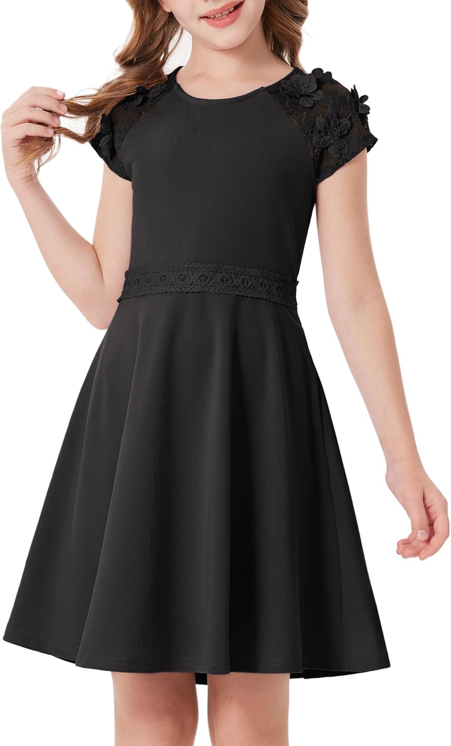 GRACE KARIN Girls' Short Sleeve Formal Dresses Girls Spring Party Dress Girl Summer Casual Dress 6-13 Years