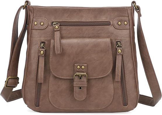 KL928 Womens Crossbody Purse Bags Medium PU Leather Multi-Pocket Handbag
