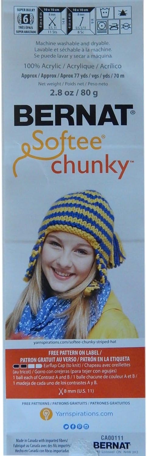Bernat Softee Chunky Yarn Bundle Super Bulky Number 6, 3 Skeins (Shadow Ombre)