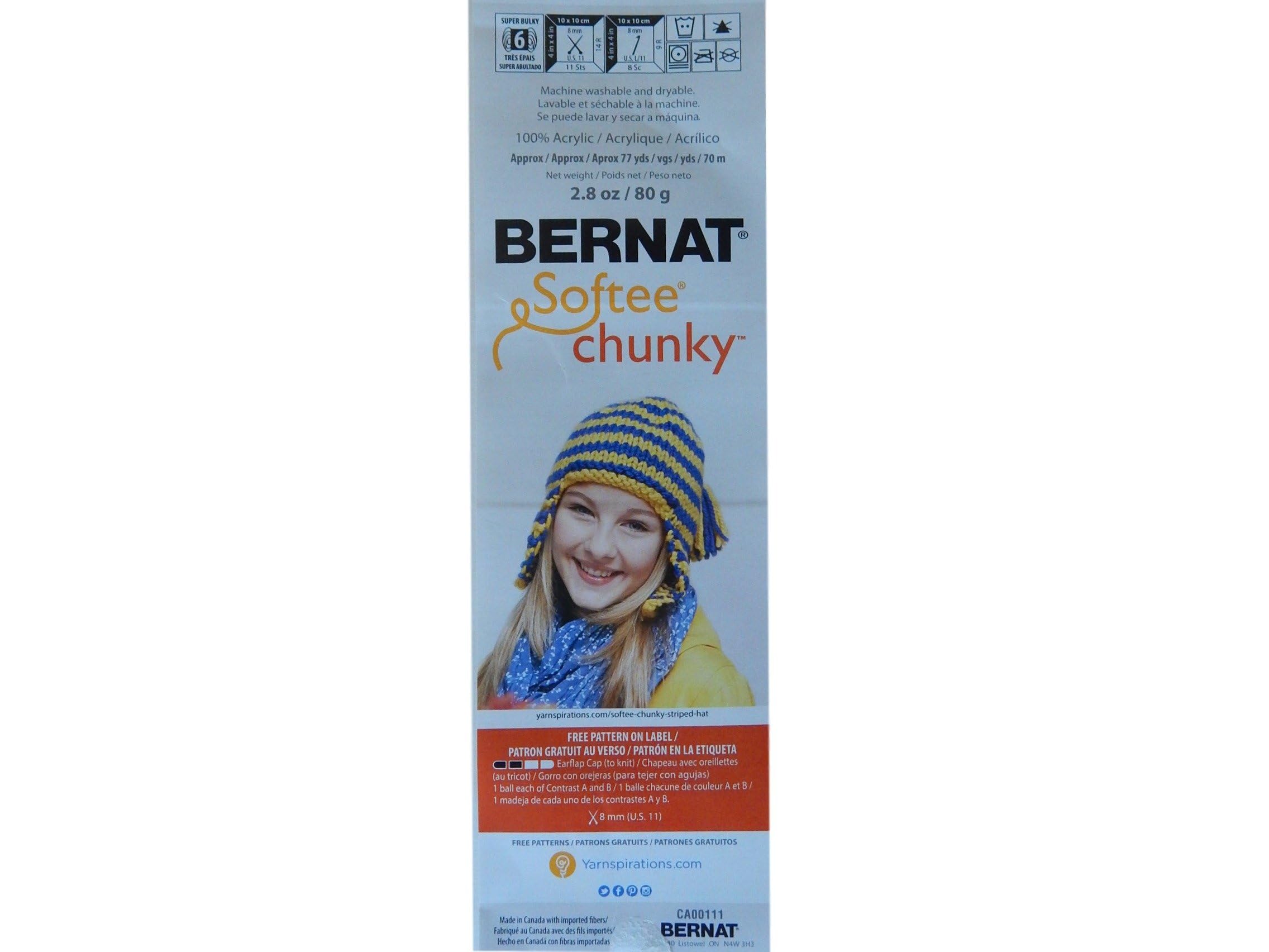 1) BERNAT SOFTEE CHUNKY TWIST YARN IN SHADOW BLUE DISCONTINUED 84 YDS
