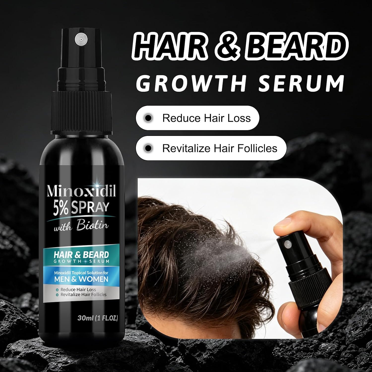 5% Minoxidil Hair Growth Spray for Men & Women, Advanced Hair Regrowth Treatment for Thinning Hair & Hair Loss, Dermatologist Tested Formula for Stronger, Thicker, Fuller Hair
