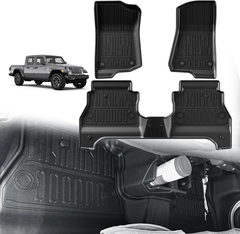 Tapetes automotivos de borracha TPE TripleAliners para Jeep Gladiator JT 2020–2025 – Conjunto para 1ª e 2ª fileiras