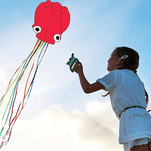 Miniatura 7 de Flyonte - Cometa de pulpo para niños y adultos, fácil de volar, hermosa cometa de animales, juguete interactivo para niños, juguete volador grande