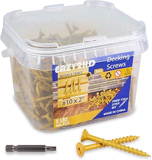 EAZY2HD #10 x 2" Exterior Deck Screws, 466 PCS Torx Star Drive Flat Head Wood Screws, Rust-Resistant Self-Tapping Outdoor Fasteners