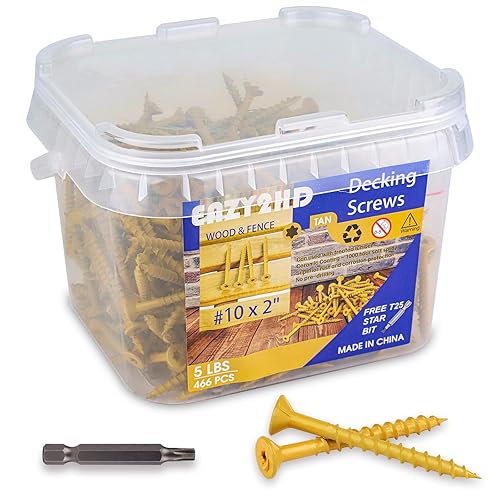Miniatura 10 de Eazy2hD Tornillos de madera para exteriores # 10 x 2-1/2", tornillos para terraza T25 Star Torx Drive, 377 PCS tornillos autorroscantes de acero