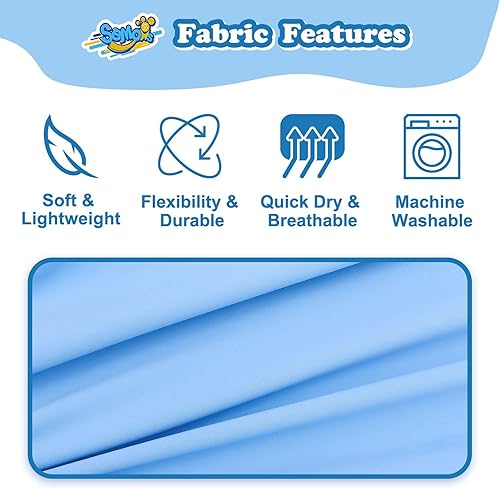 Miniatura 4 de Camiseta de natación de manga corta para niños y jóvenes, camiseta de natación de secado rápido UPF+ 50, azul (Ethereal Blue)