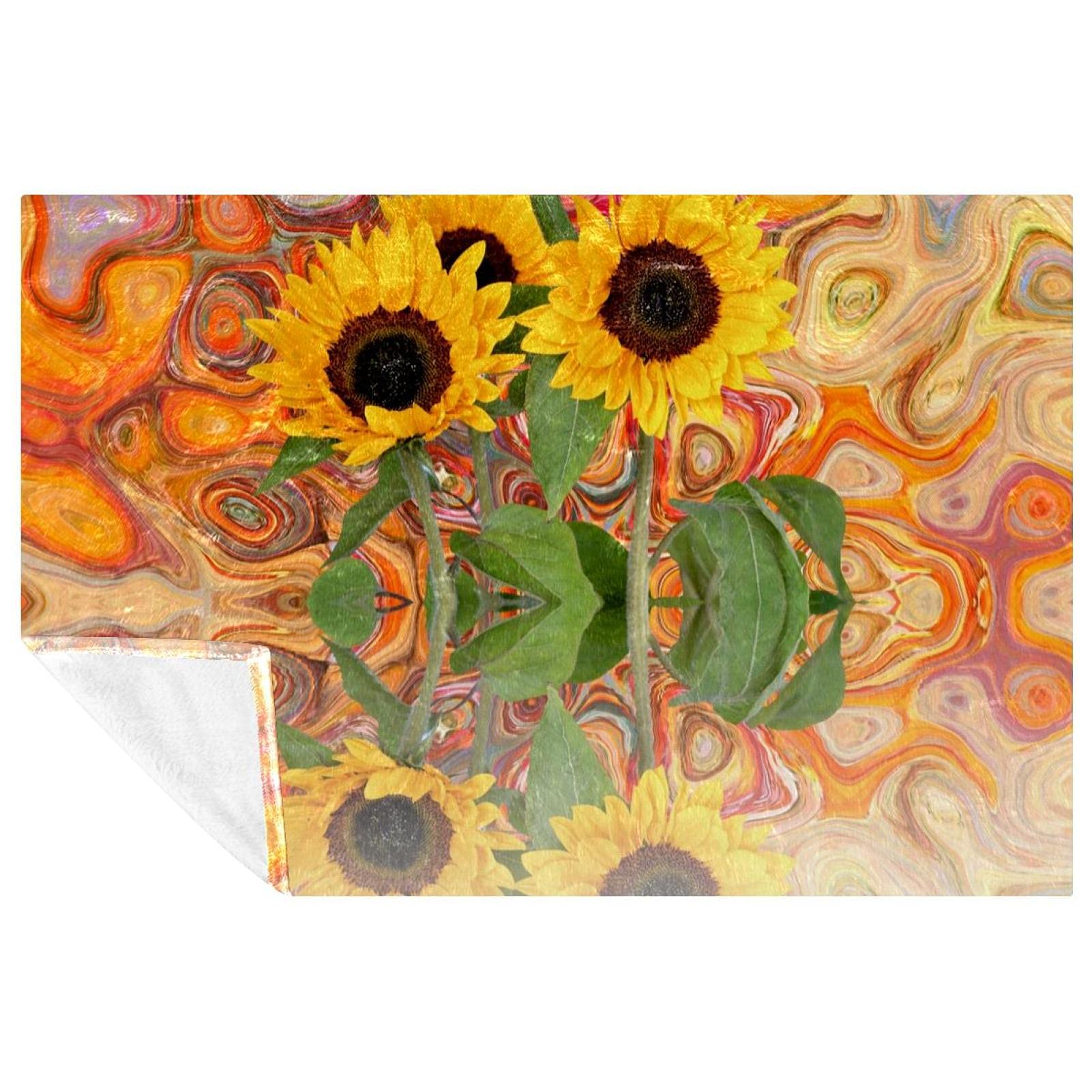 Couverture chaude contre le froid plaid doux tournesol pour lit et canapé