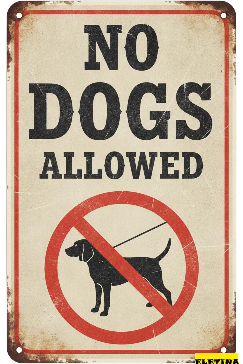 Vintage Metal Tin Sign for Man Cave No Dogs Allowed, 8x12 Aluminum Please Keep Off Grass, Do Not Pooping Or Peeing Lawn, Yard, Flower Bed Private Property Decorative
