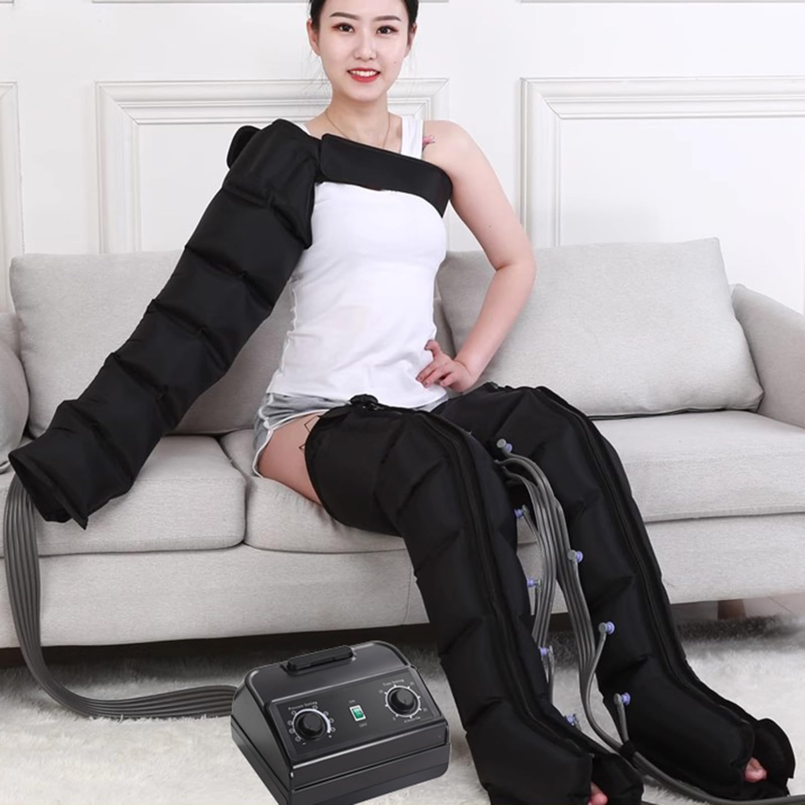Massaggiatori elettrici per Piedi, drenaggio linfatico, pressoterapia a 4/6 cavità, Massaggio a Compressione d'Aria per Gambe, Braccia, Vita e Piedi, rilassamento Muscolare e solli
