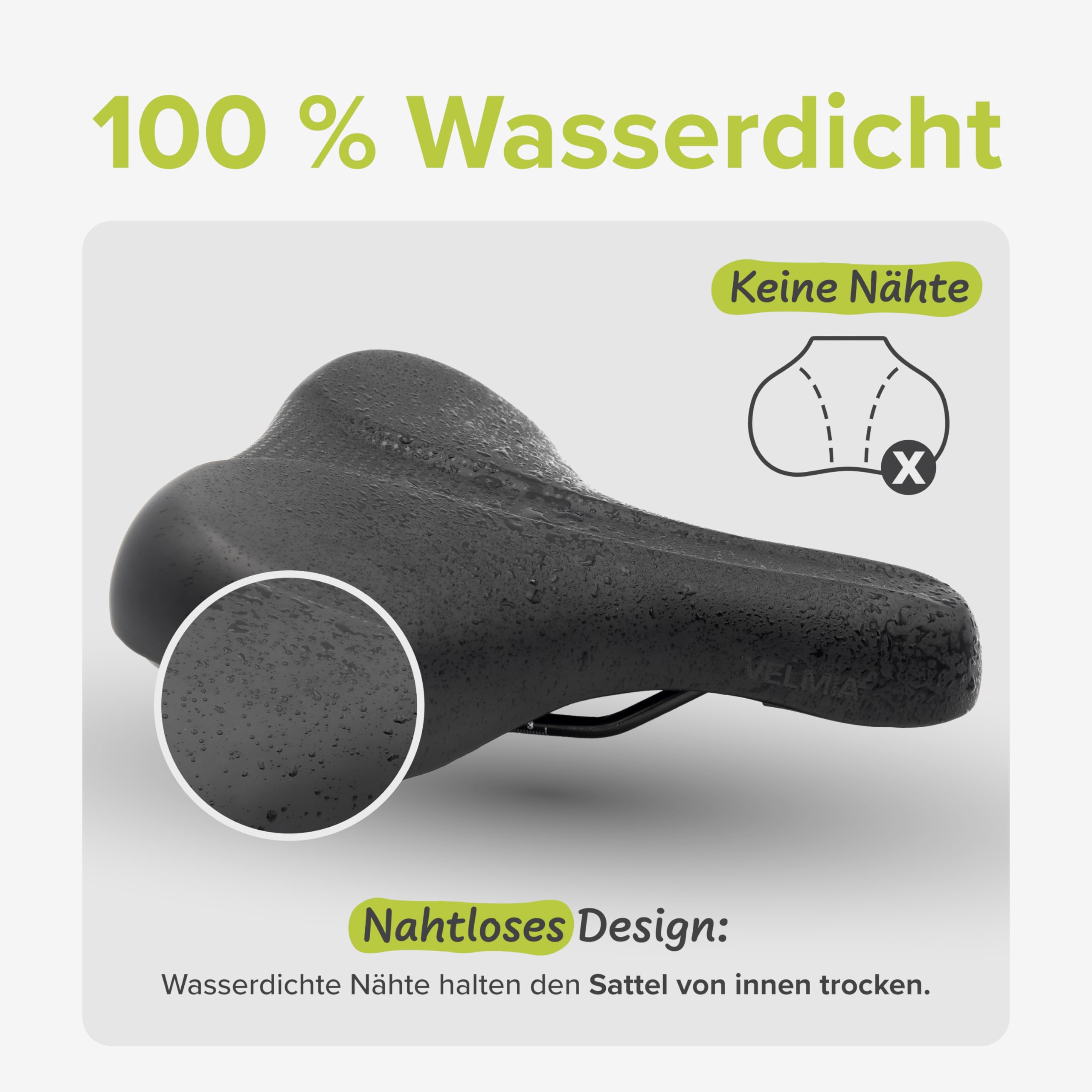 VELMIA Bicycle Saddle 100% Waterproof, Seamless & Ergonomic Design