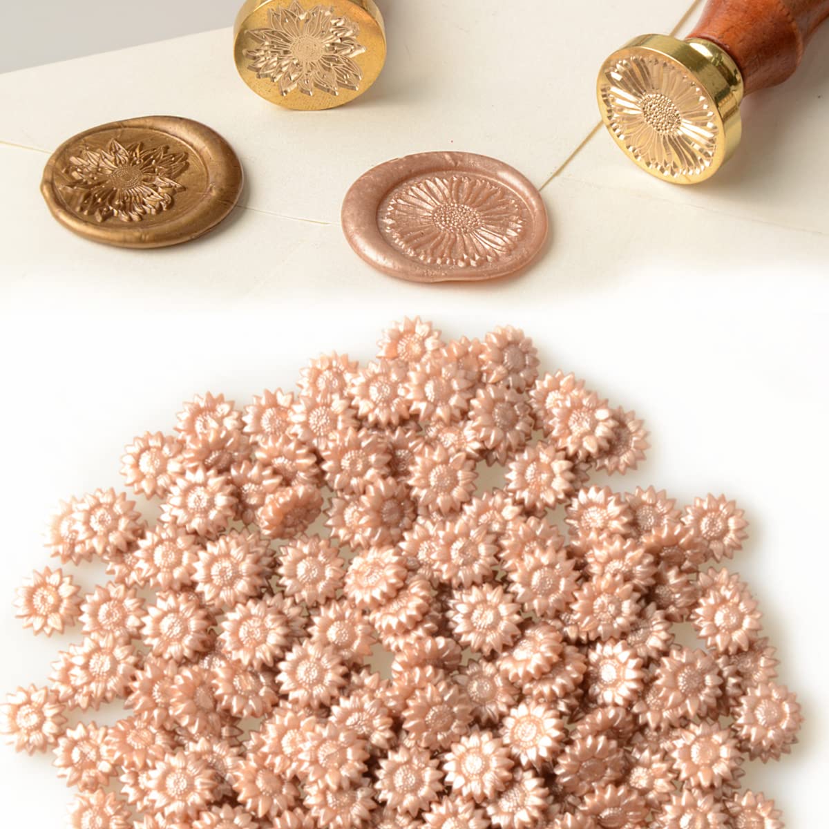 100 perline di ceralacca di colore misto girasole per timbro vintage per sigilli di cera per regali artigianali inviti di nozze - 6