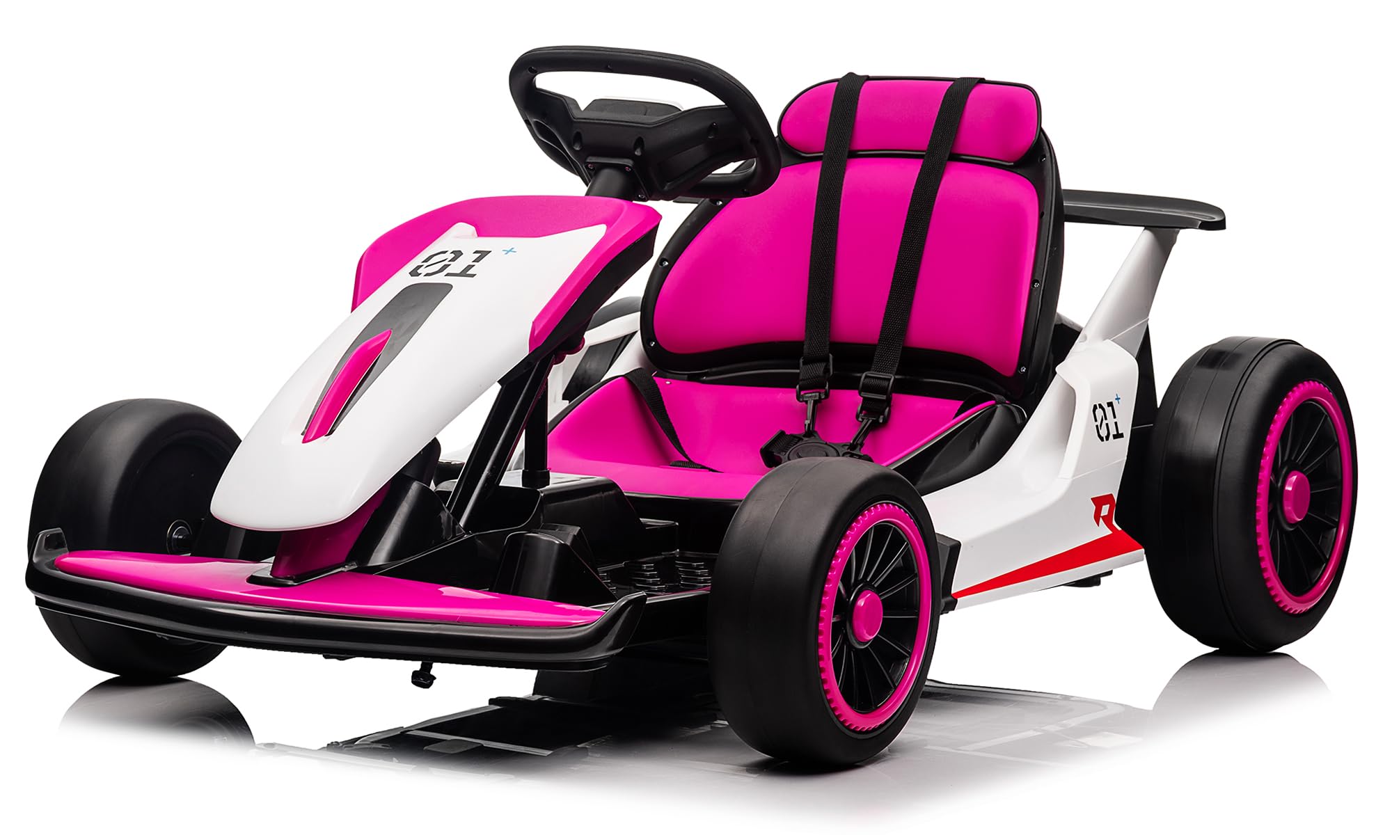 24V Go Kart for Kids 6-12 Year Old,Child Electric Drift Go-Kart with Music Mode,Electric Drifting Go Cart with Powerful Motor for 6+ Years Kid,2 Speed Available,Max Load 110lbs (Pink)