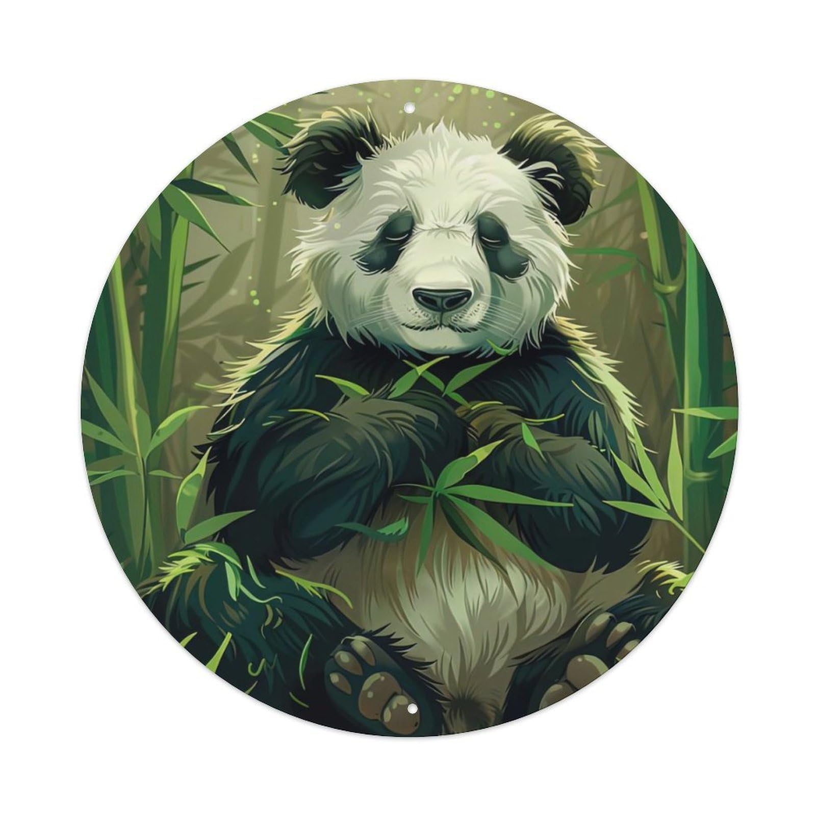 Animal Artwork Panda in The Bamboo Forest Vintage Metal Tin Sign Plaque Wall Decor for Cafe, Club Bar, Office, Garden Metal Poster 8x8Inch
