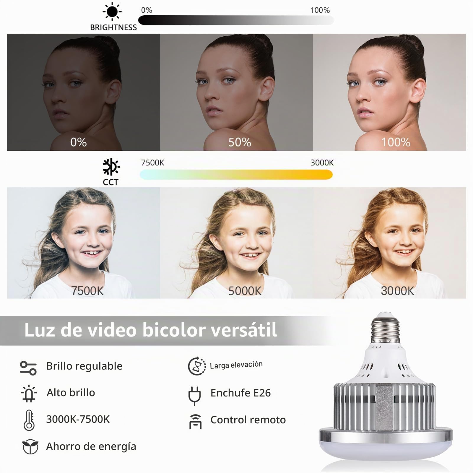 Andoer Studio Photography Light Kit Juego de iluminación Softbox Que Incluye luz LED Bicolor de 85 W + Softbox de 40x40 cm + Soporte de luz de 1,7 m + Control Remoto + 1 * Bolsa de Transporte