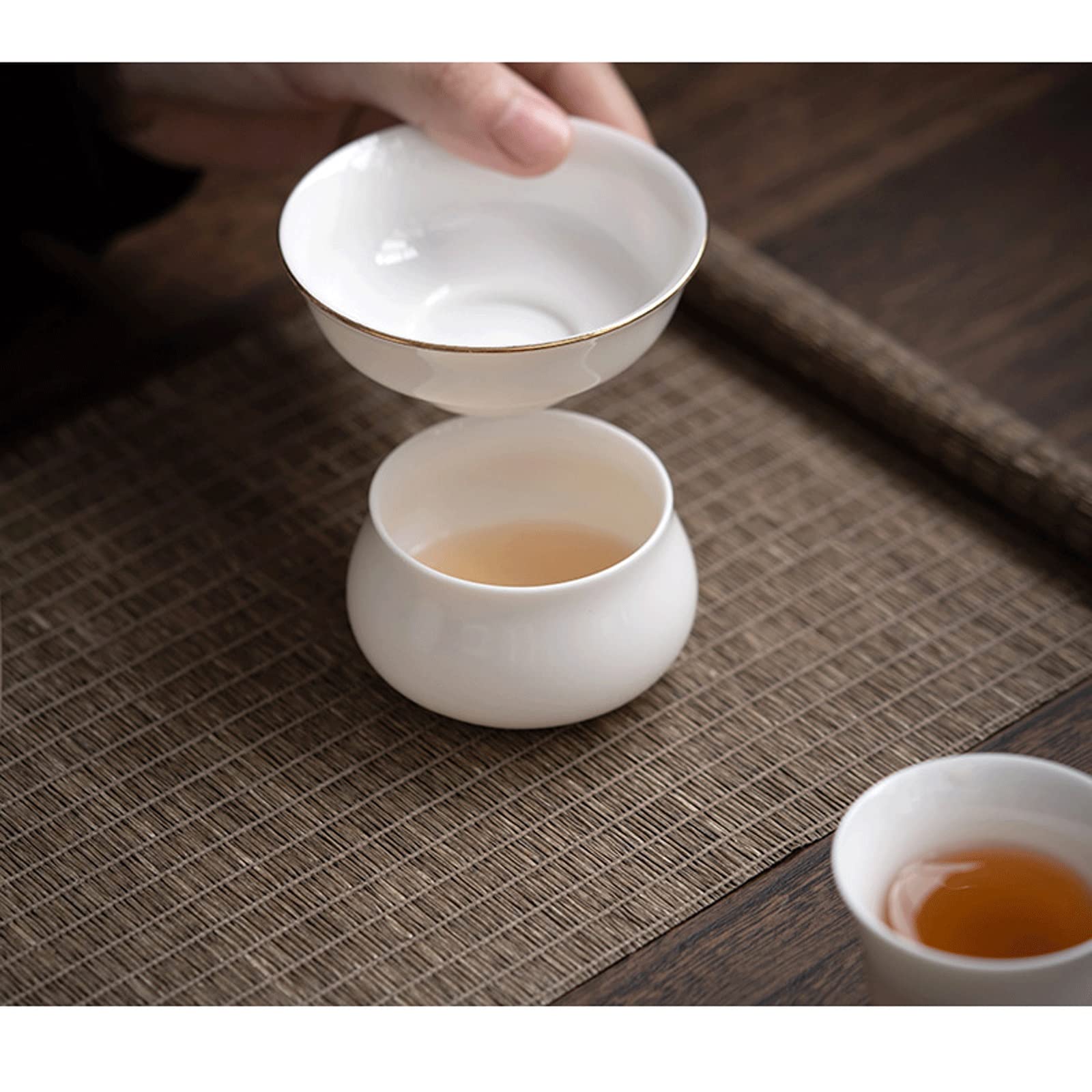 Sitko do herbaty jadeit biała porcelana wyciek herbaty filtr siatkowy ceramiczny zestaw do herbaty Kung Fu akcesoria łatwy w użyciu, szybki i łatwy do czyszczenia