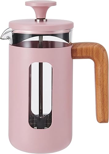 La Cafetière Pisa Cafetière, 3 tazas/1.2 fl oz, vidrio de borosilicato resistente al calor y acero inoxidable con émbolo de fácil agarre, pequeña