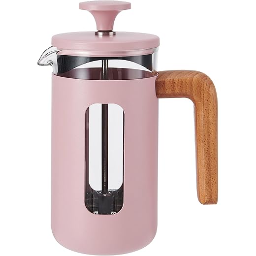 La Cafeti?re Pisa Premium 3-Cup French Press Coffee Maker | 350ml Borosilicate Glass & Stainless Steel | Pink