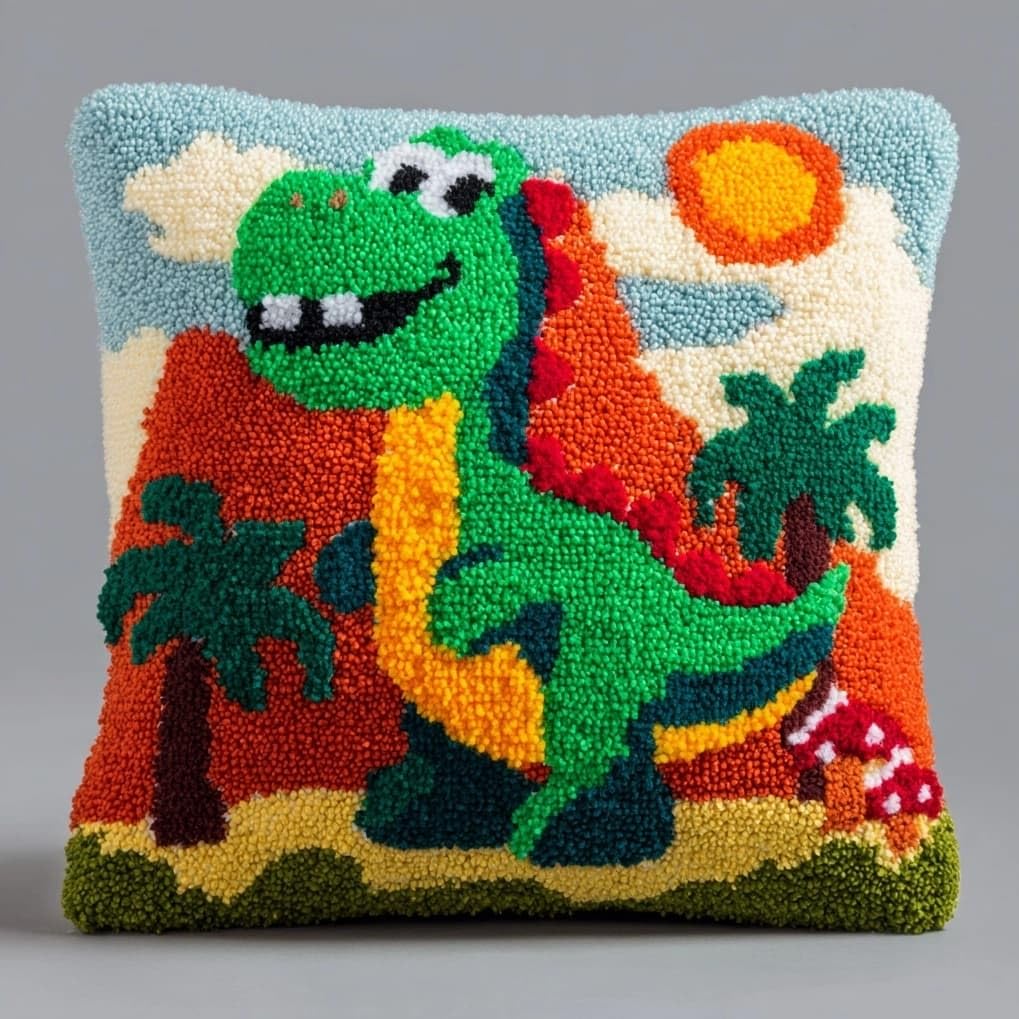 AxiangziK Latch Hook Cushion Kits for Adults,Cartoon Dinosaur