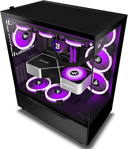 Miniatura 2 de KEDIERS Funda para PC 4 PWM ARGB Fans, E-ATX Mid Tower Gaming Computer Case con 2 vidrios templados, USB3.0 x 2, negro, G900