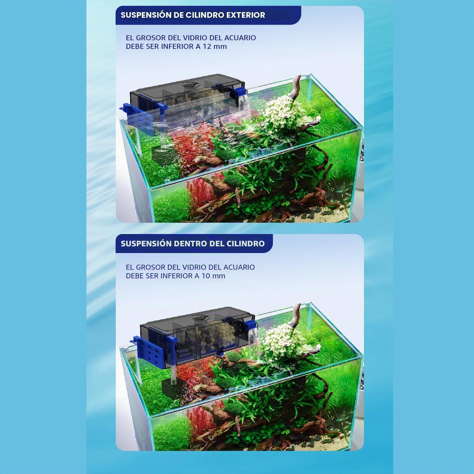 Filtro Acuario Externo, Filtros Silenciosos para Peceras de 30dB Filtración de 4 Etapas Filtro de Cascada para Acuarios de Tortugas o Acuarios Grandes