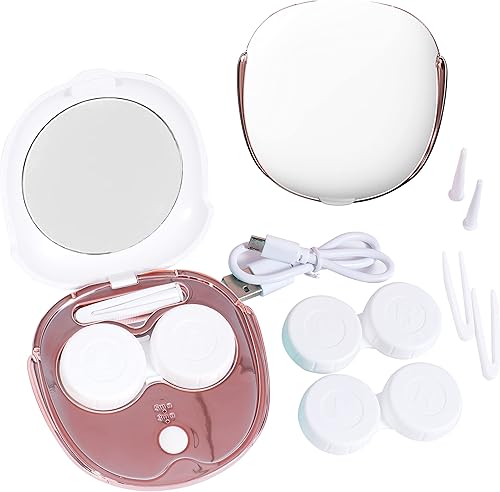 Limpiador de Lentes de Contacto Portátil, Limpieza Ultrasónica con Cargador USB, Espejo, Pinzas, Herramienta Removedora, Estuche para Lentes de