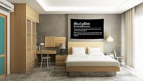 Miniatura 4 de Bandera de disciplina de 3 x 5 pies, poliéster 100D, bandera motivacional con 2 ojales de latón para decoración de pared de habitación (BLK3x5)