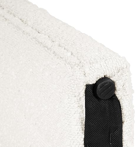 Vista 9 de HomePop Modern Channel Tufted Ottoman Home Décor Ottoman for Living Room & Bedroom - Cream Boucle Crema