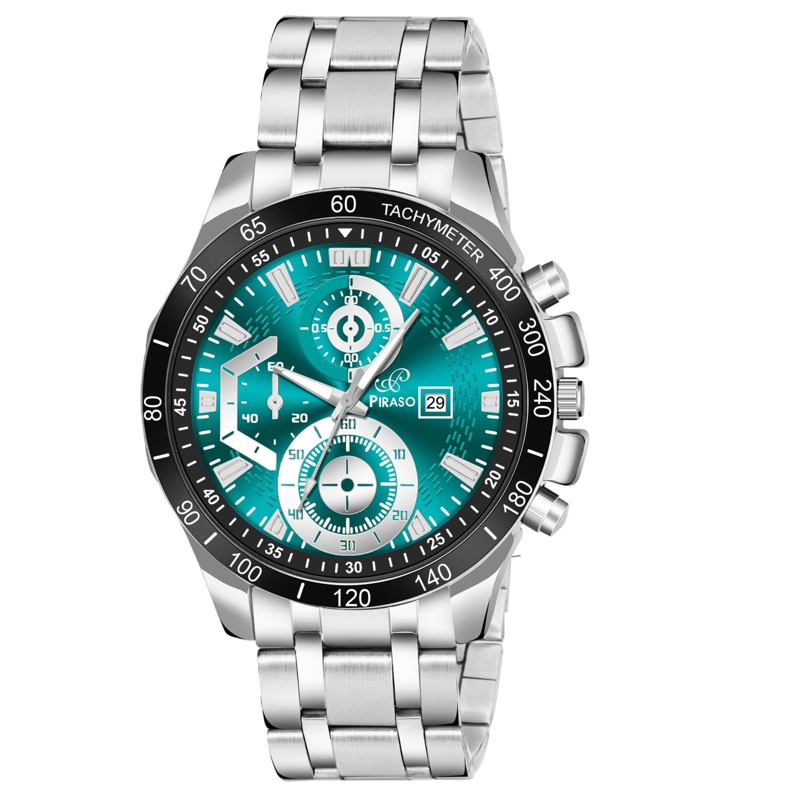 PIRASO Analog Watch Date Display Dial for Men & Boy (Turquoise Silver) (B0D35W3XVK) Amazon Price History, Amazon Price Tracker